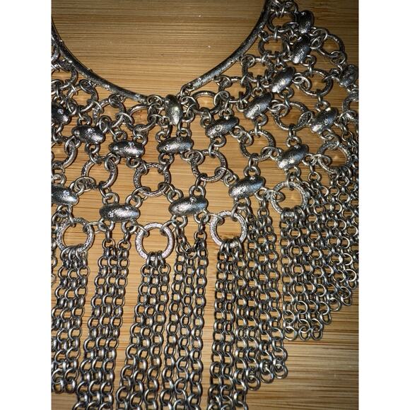Chico’s Kellen Boho Bib Silver Tone Boho Bohemian Statement Necklace Adjustable - Picture 4 of 11